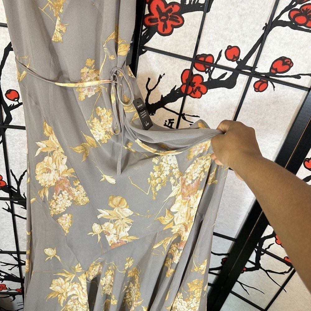 Lulu’s Feeling Freesia Gray Floral Print Maxi Dress Size Small A Sleeveless New - Picture 6 of 8